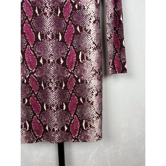 Diane von Furstenberg Purple Snake Print Reina Long Sleeve Dress Silk Sz 6 - Picture 4 of 14
